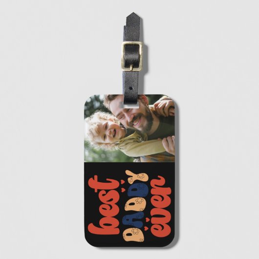 最高のDaddy Everレトロパーソナライズされた写真 ラゲッジタグ (正面縦)
