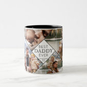 最高のDaddy Ever 4 Photo Collageお子様の名前を追加する日付 ツートーンマグカップ (中央)