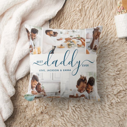 最高のDaddy Ever Photo Collage Father's Day Gift クッション (ブランケット)