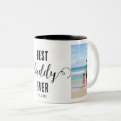 最高のDaddy Ever Photo Collage Father's Day Gift ツートーンマグカップ (正面右)