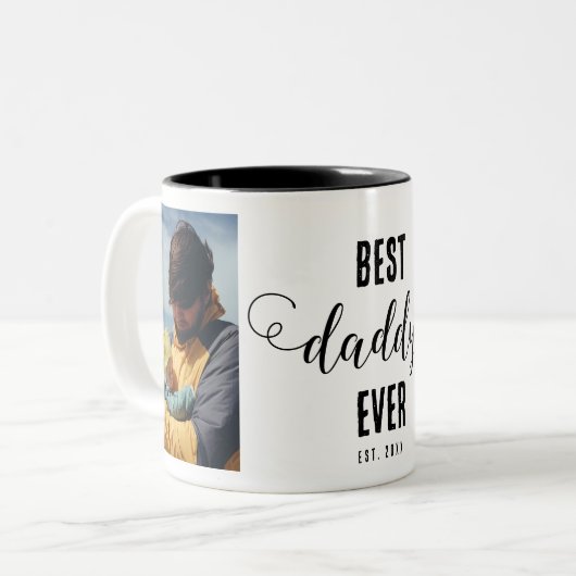 最高のDaddy Ever Photo Collage Father's Day Gift ツートーンマグカップ (正面左)