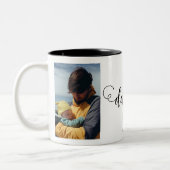 最高のDaddy Ever Photo Collage Father's Day Gift ツートーンマグカップ (左)