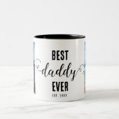 最高のDaddy Ever Photo Collage Father's Day Gift ツートーンマグカップ (中央)