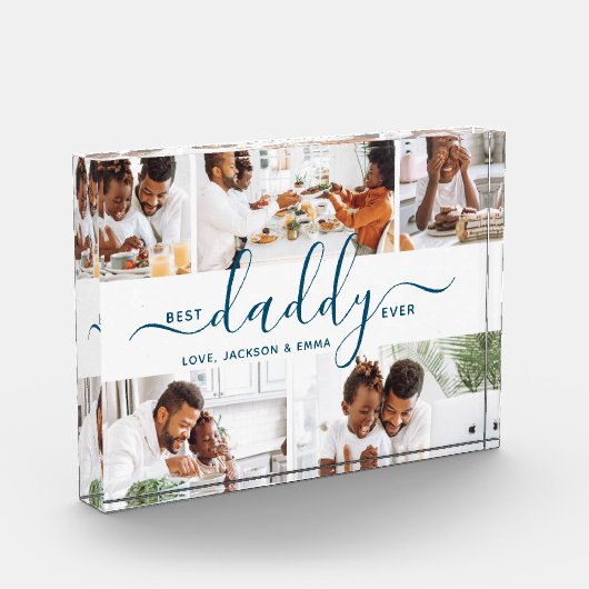 最高のDaddy Ever Photo Collage Father's Day Gift フォトブロック (左)
