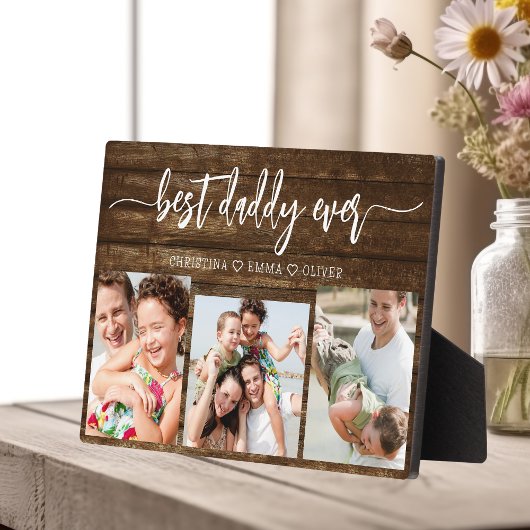 最高のDaddy Ever Wood Father's Day Photo Collage フォトプラーク