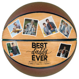 最高のDaddy Ever Wooden Father's Day Family Photo バスケットボール