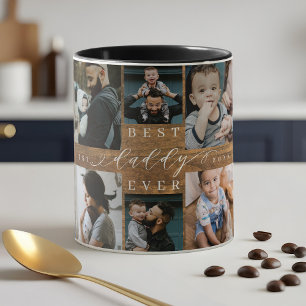 最高のDaddy Ever Woodgrain Photo Collage Keepsake マグカップ