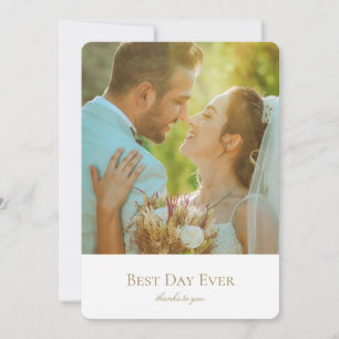 最高のDay Everエレガント金ゴールド結婚写真 サンキューカード
