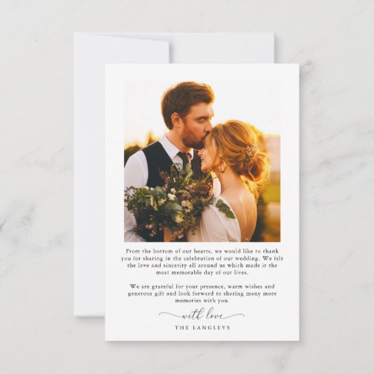 最高のDay Everエレガント Scriptの結婚写真 サンキューカード (裏面)