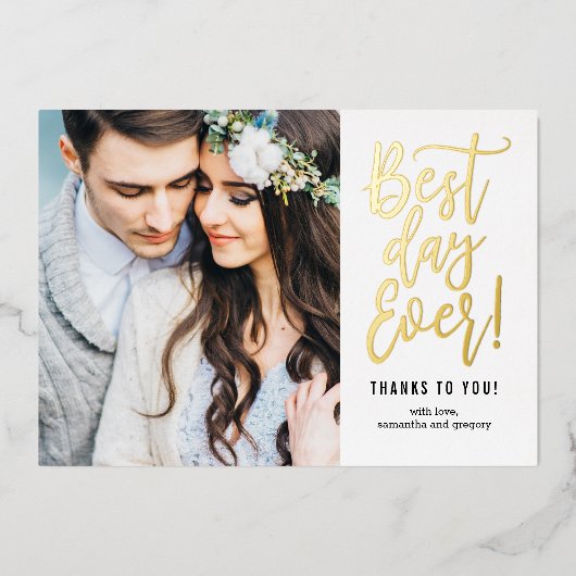 最高のDay Ever実在 FOILフォトサンキューカード 箔招待状 (正面)