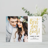 最高のDay Ever実在 FOILフォトサンキューカード 箔招待状 (立ち正面)