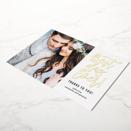 最高のDay Ever実在 FOILフォトサンキューカード 箔招待状 (回転した状態)