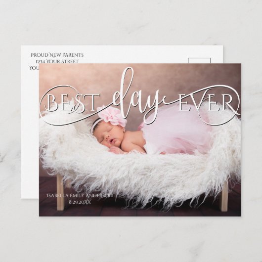 最高のDay Ever新生児写真の発表 ポストカード (正面/裏面)