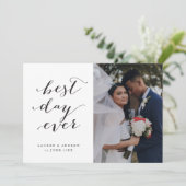 最高のDay Ever書道の結婚3枚の写真 サンキューカード (スタンド正面)