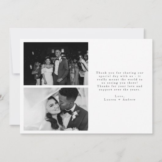 最高のDay Ever書道の結婚3枚の写真 サンキューカード (裏面)