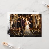 最高のDay Ever金ゴールドスクリプ結婚ト写真 カード (正面/裏面インサイチュ)