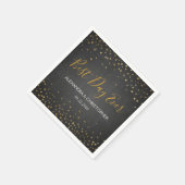 最高のDay Ever金ゴールドハート結婚紙吹雪 スタンダードカクテルナプキン (角)