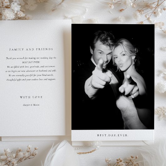 「最高のDay Ever」写真の結婚サンキューカード 招待状