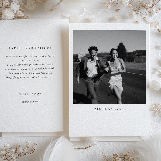 「最高のDay Ever」写真の結婚サンキューカード 招待状