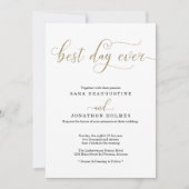 「最高のDay Ever」金ゴールドグリッター結婚式招待状 招待状 (正面)