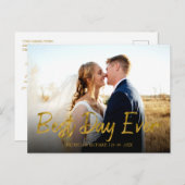 最高のDay Ever Gold Foil結婚's Thank You Photo ポストカード (正面/裏面)