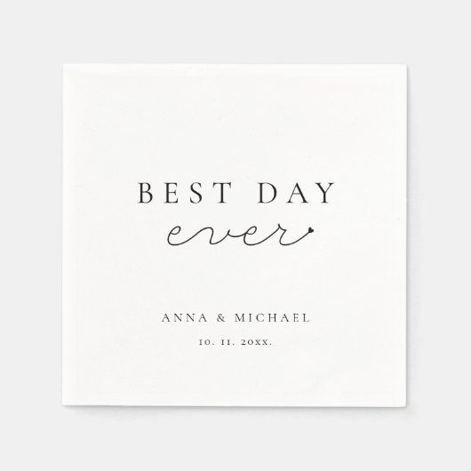 最高のDay Ever Minimalistエレガント Script's 結婚. スタンダードカクテルナプキン (正面)
