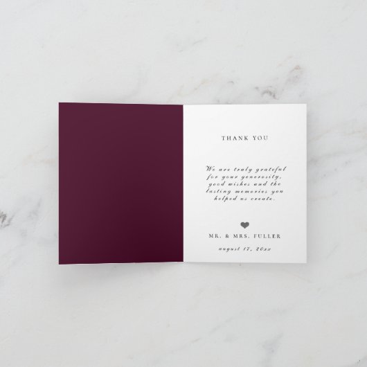 最高のDay Ever Plumの写真結婚ありがとう サンキューカード (内部)