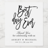 最高のDay Ever Script Thank You結婚式の引き出物 ワインラベル (シングルラベル)