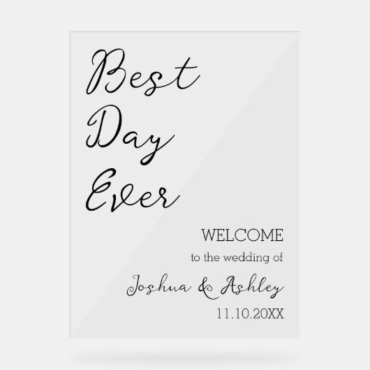 最高のDay Ever Script Writhal結婚's Welcome アクリルサイン (正面)