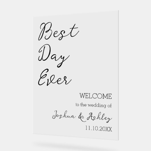 最高のDay Ever Script Writhal結婚's Welcome アクリルサイン (傾斜)