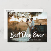 最高のDay Ever Thank You はっきりした Scriptの写真結婚に感謝 ポストカード (正面/裏面)
