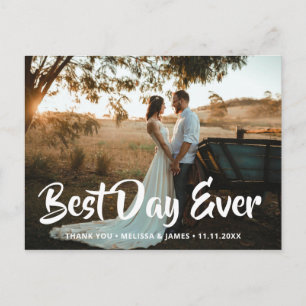 最高のDay Ever Thank You はっきりした Scriptの写真結婚に感謝 ポストカード