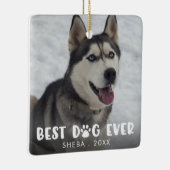 最高のDOG EVER PAWプリント写真パーソナライズされた セラミックオーナメント (右)