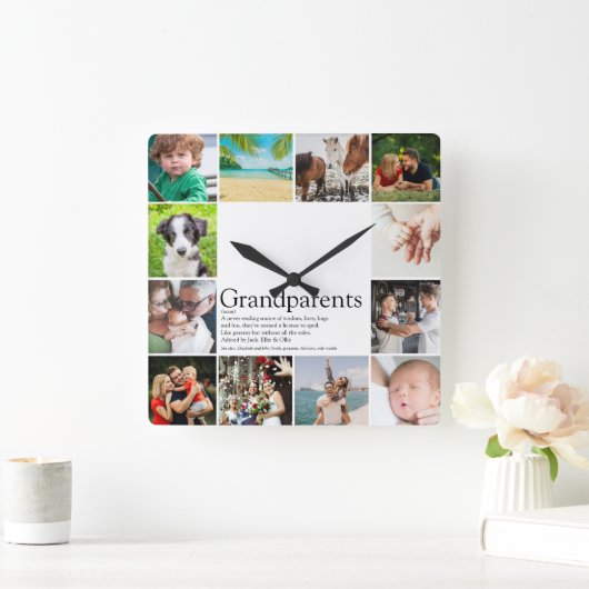 最高のEver祖父母の定義12写真 スクエア壁時計 (ホーム)