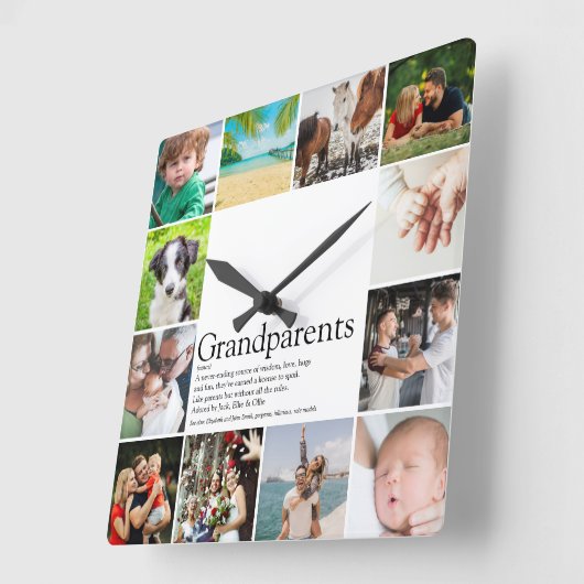 最高のEver祖父母の定義12写真 スクエア壁時計 (傾斜)