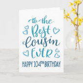 最高のFishes Ever 104th誕生日タイポグラフィin Blue カード (黄色い花)