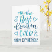 最高のFishes Ever 10th誕生日タイポグラフィin Blue カード (黄色い花)