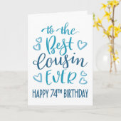 最高のFishes Ever 74th誕生日タイポグラフィin Blue カード (黄色い花)