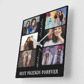 最高のFriend Foreverカスタム6写真コラージュ&名前 スクエア壁時計 (傾斜)