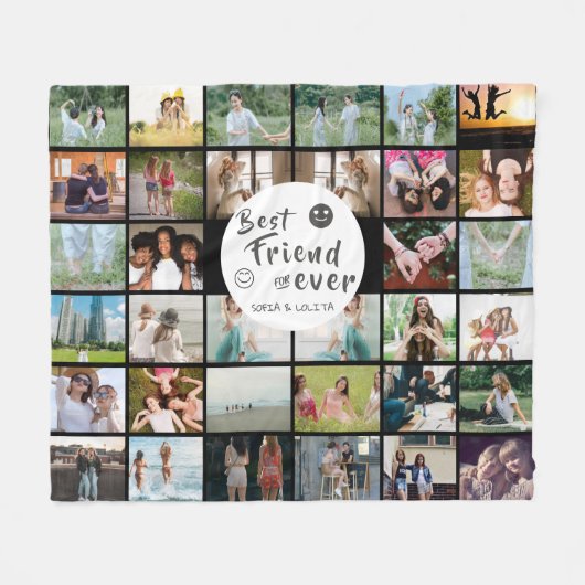 最高のFriend Forever 34-Photo CollageフリースBlanke フリースブランケット (正面(横))