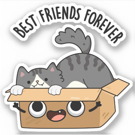 最高のFriends Foreverおもしろい Cat And Box Pun シール (正面)