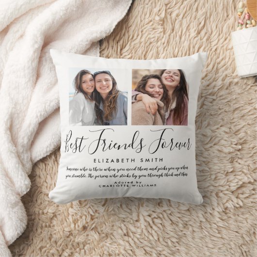最高のFriends Foreverエレガントスクリプト引用文写真 クッション (ブランケット)