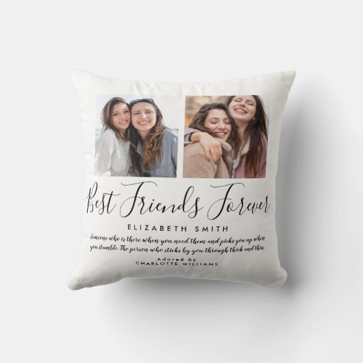 最高のFriends Foreverエレガントスクリプト引用文写真 クッション (裏面)