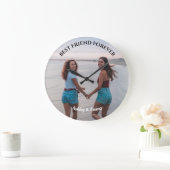 最高のFriends Foreverカスタム写真と名前 ラージ壁時計 (ホーム)