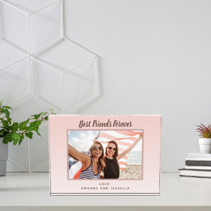 最高のFriends Foreverカスタム写真赤面ピンクのローズ フォトブロック