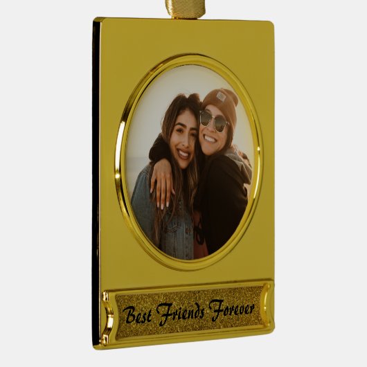 最高のFriends Foreverカスタム写真 ゴールドプレートバナーオーナメント (右)