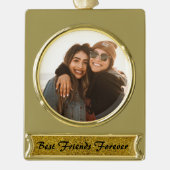 最高のFriends Foreverカスタム写真 ゴールドプレートバナーオーナメント (正面)