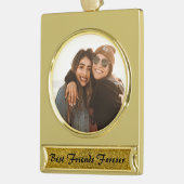 最高のFriends Foreverカスタム写真 ゴールドプレートバナーオーナメント (左)