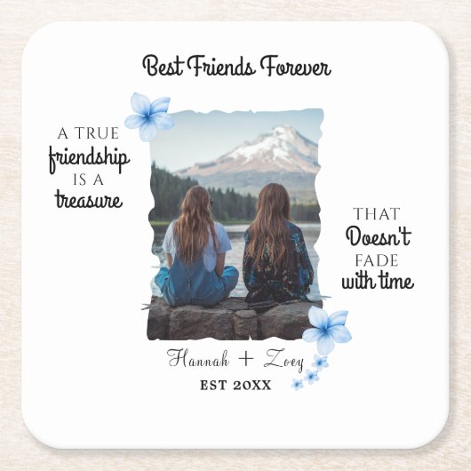 最高のFriends Foreverカスタム写真 スクエアペーパーコースター (正面)