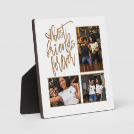 最高のFriends Foreverスクリプト3枚の写真金ゴールド白 フォトプラーク